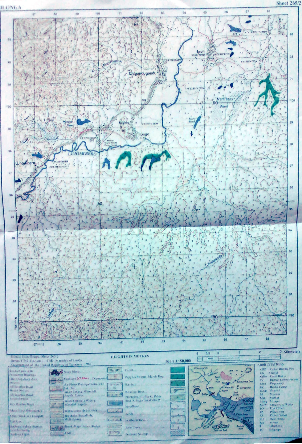 Ilonga sheet -map reading form three geography