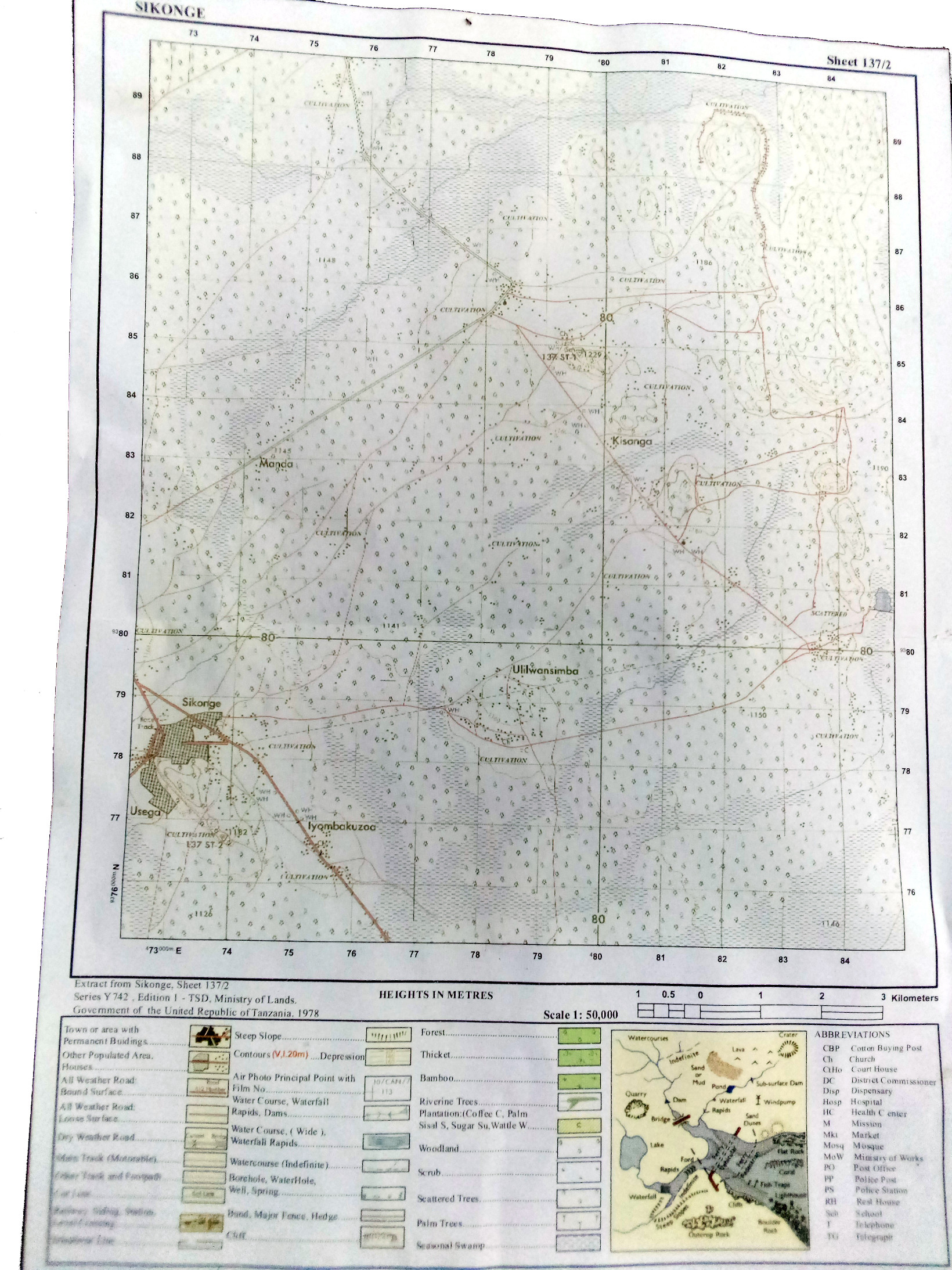 Map reading and map interpretation questions form three geography.