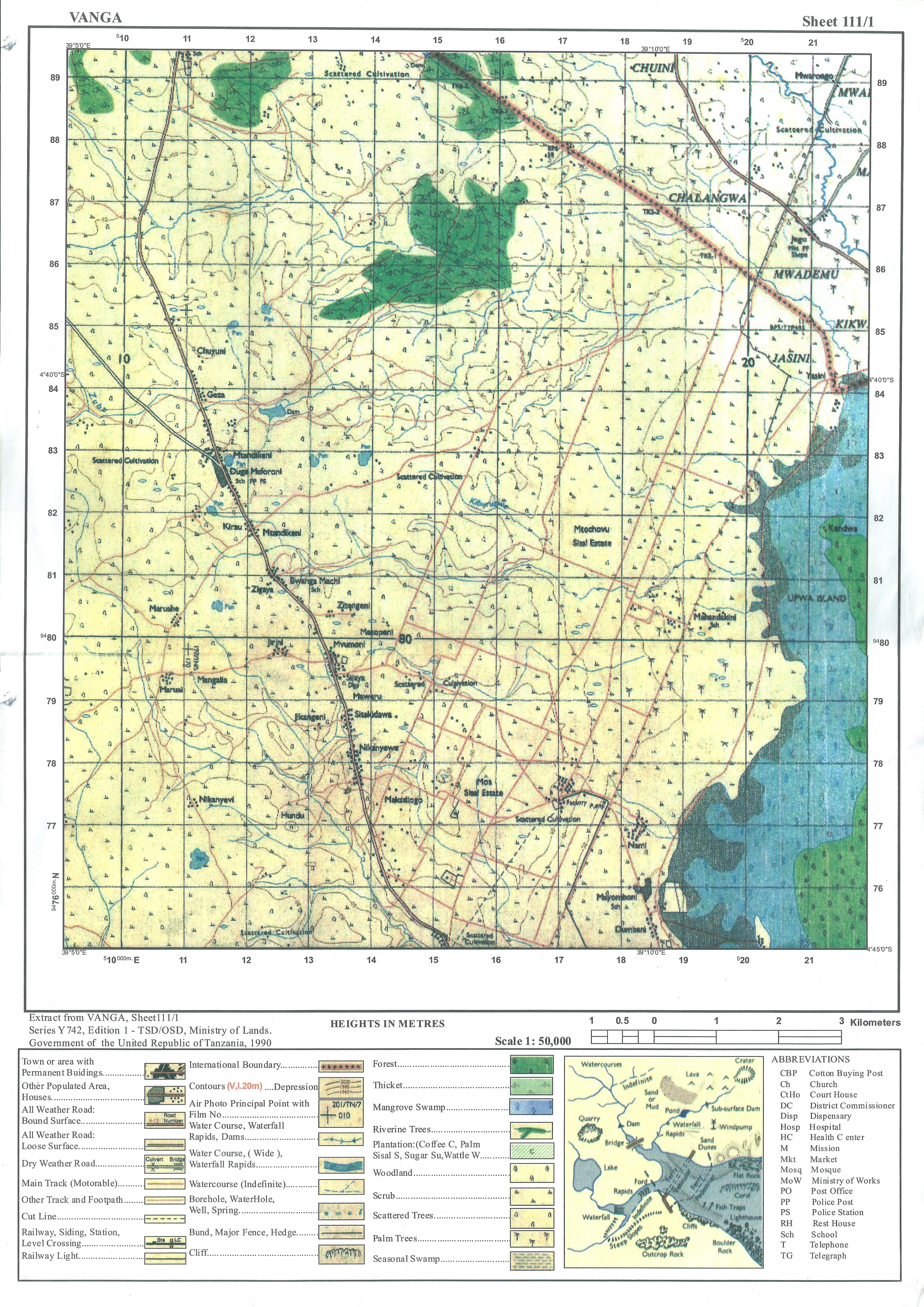 Vanga sheet geography form five map reading 2017