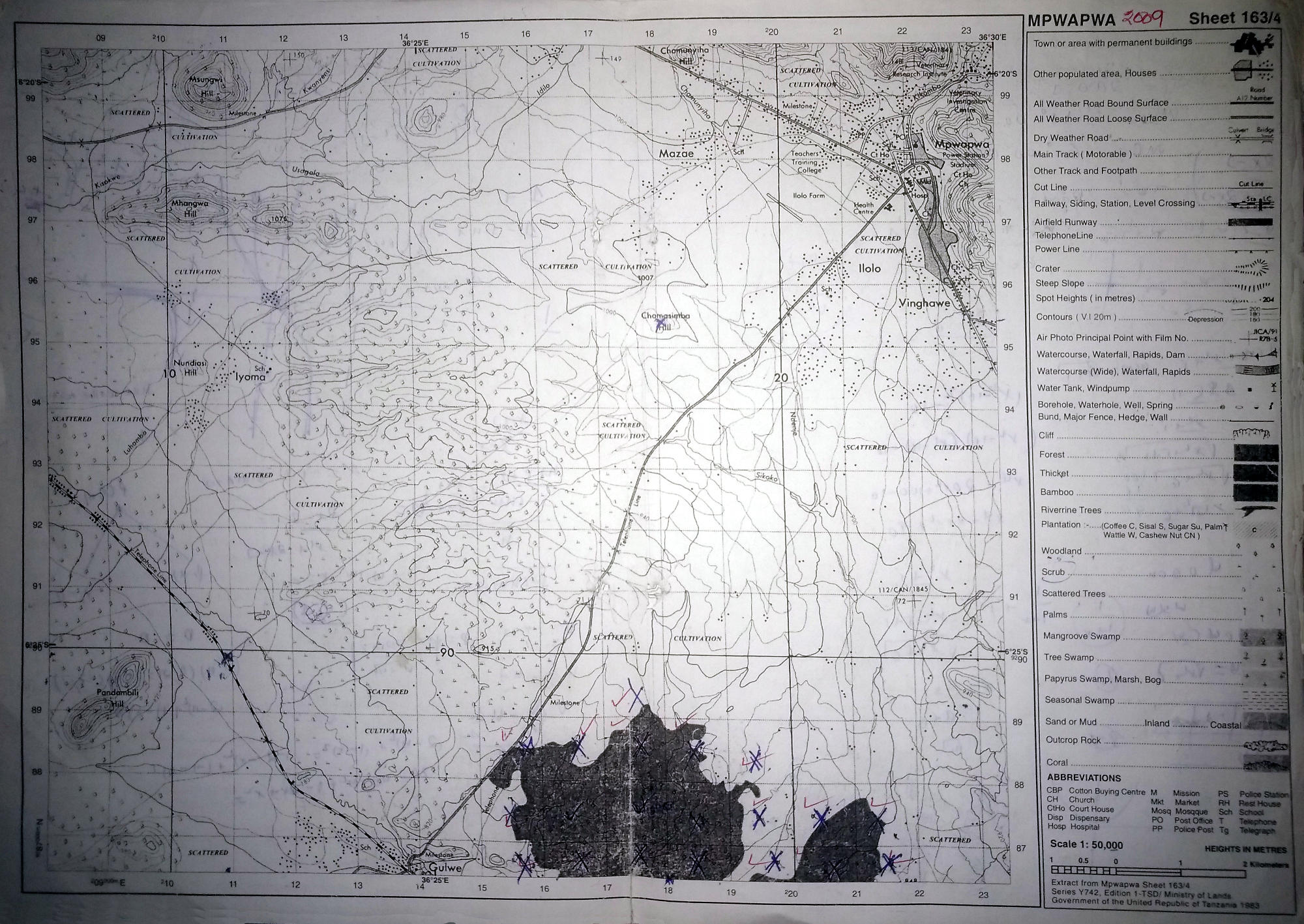 Mpwapwa sheet- map reading and interpretation questions form three geography